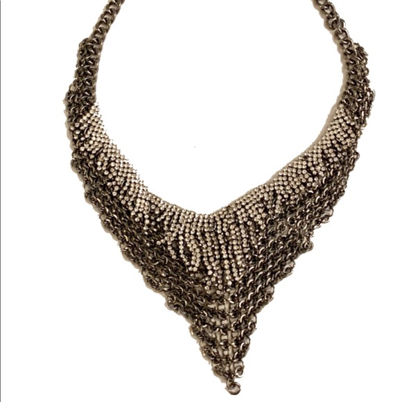 Crystal and Chain link bib statement necklace - Picture 3 of 7